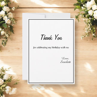 Minimal Chic Black And White Elegant 1st Birthday Thank You Card