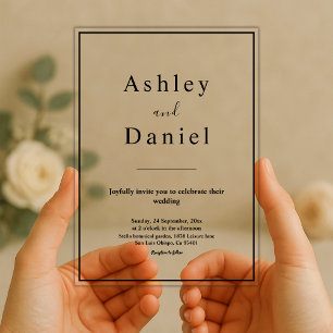 Minimal Chic Black And White Elegant Wedding Acrylic Invitations