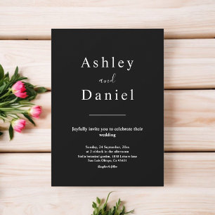 Minimal Chic Black And White Formal Wedding Invitation