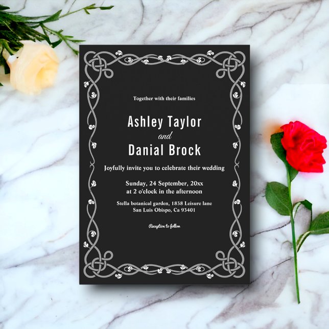 Minimal Chic Black And White Modern Floral Wedding Invitation (Creator Uploaded)