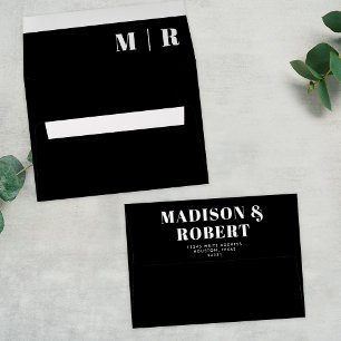 Minimal Chic Black and White Monogram Bold Wedding Envelope