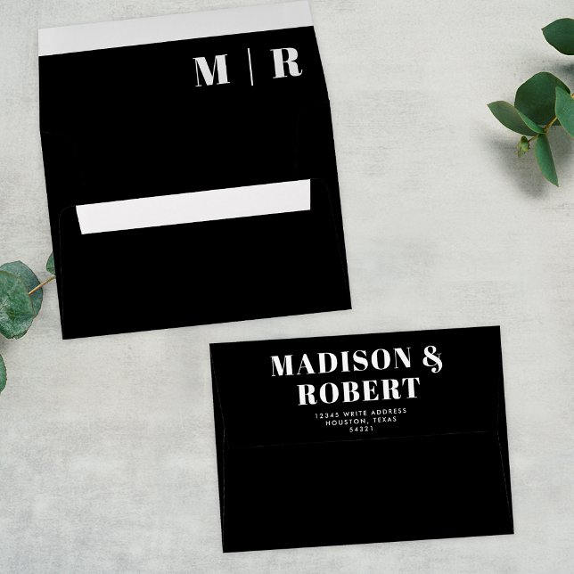 Minimal Chic Black and White Monogram Bold Wedding Envelope (Creator Uploaded)