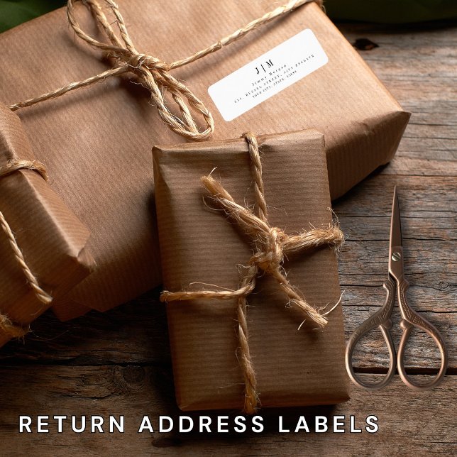 Minimal chic Black and white return address label (Creator Uploaded)