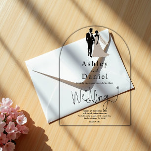 Minimal Chic Black And White Romantic Arch Wedding Acrylic Invitations