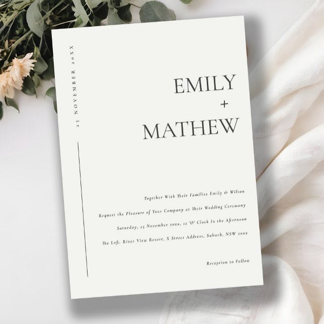 Minimal Chic Black and White Typography Wedding Invitation (Creator Uploaded)