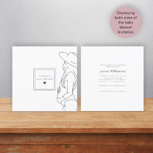  Minimal chic black white baby shower Invitation
