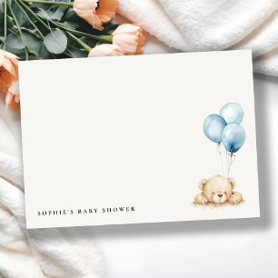 Minimal Chic Blue Bearly Wait Balloon Baby Shower Card