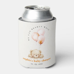 Minimal Chic Blush Bearly Wait Balloon Baby Shower Can Cooler