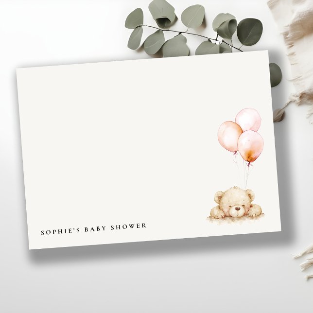 Minimal Chic Blush Bearly Wait Balloon Baby Shower Card (Creator Uploaded)