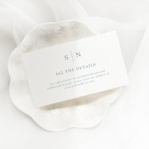 Minimal Chic Dusty Blue and White Wedding Details Enclosure Card