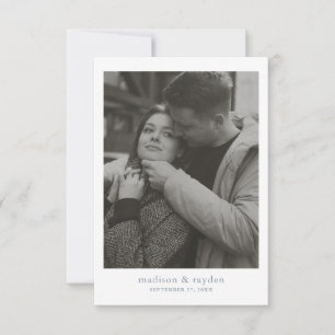 Minimal Chic Dusty Blue Monogram Photo Wedding Thank You Card