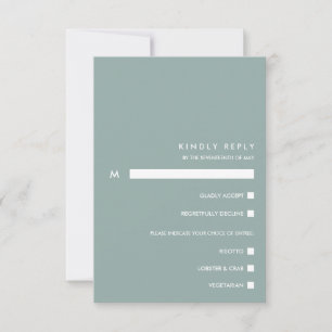 Minimal Chic Dusty Blue   RSVP Meal Choice Card