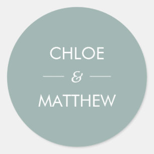 Minimal Chic Dusty Blue Wedding Custom Classic Round Sticker