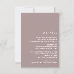 Minimal Chic Dusty Plum Wedding Guest Details Invitation