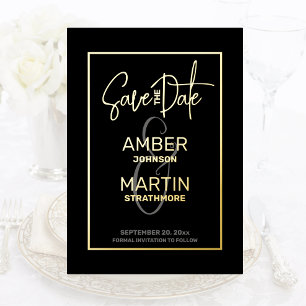 Minimal Chic Elegant Black Gold Save the Date