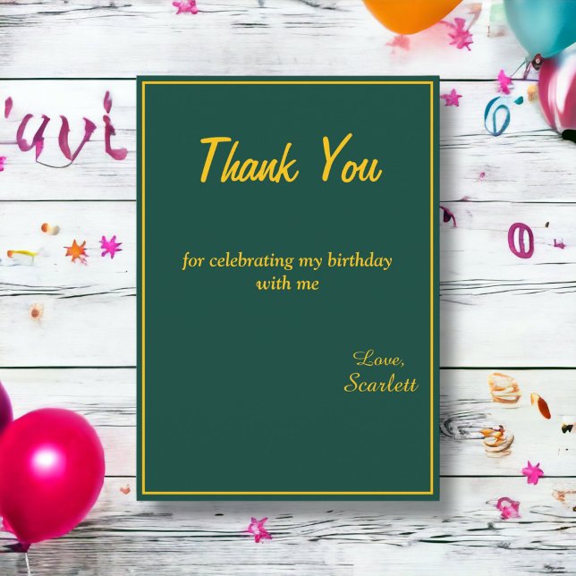 Minimal Chic Green And Gold Delicate 1st Birthday Thank You Card (Creator Uploaded)