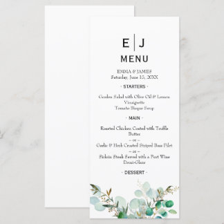 Minimal Chic Greenery Wedding Menu