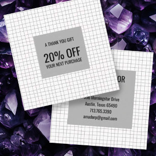 Minimal Chic Handmade Pencil Lines Grid  Discount Card