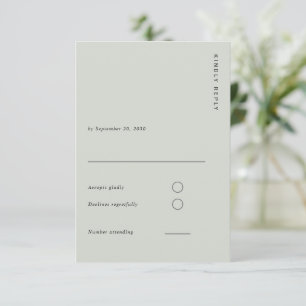 Minimal & Chic Light Sage Modern Simple Wedding RSVP Card