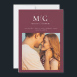 Minimal Chic | Monogram Photo Save the Date<br><div class="desc">Minimal Chic | Monogram Photo Save the Date - is a modern, chic announcement/invitation featuring a photo of the Bride and Groom, and Bride and Groom's monogram/initials. Perfect for the Bride and Groom who love the minimalist style. Shown in merlot (burgundy), however, you can easily change the background colour to...</div>