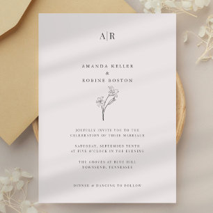 Minimal Chic Monogram Wedding Invitation