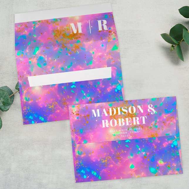 Minimal Chic Opal Stone Monogram Bold Wedding Envelope (Creator Uploaded)