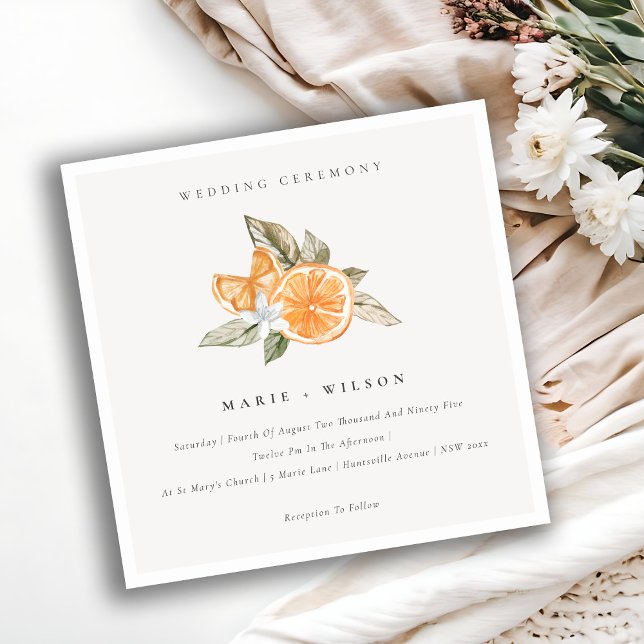 Minimal Chic Orange Boho Botanical Wedding Invite (Creator Uploaded)