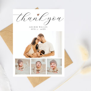 Minimal Chic Photo Collage Baby Shower Thank You  Postcard