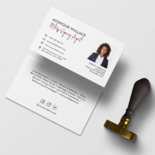Minimal Chic Professional Photo Notary Services Business Card