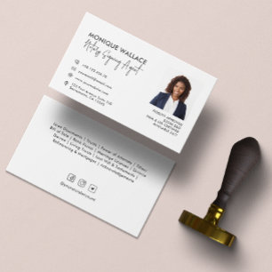 Minimal Chic Professional Photo Notary Services Business Card