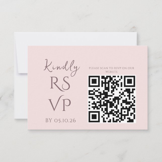 Minimal Chic Prune and Blush Wedding RSVP Card (Front)