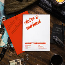 Minimal Chic Retro Wedding Invitations