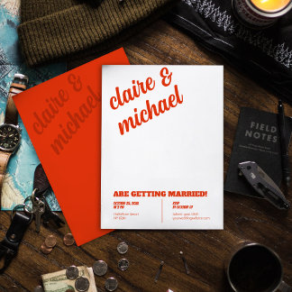 Minimal Chic Retro Wedding Invitations