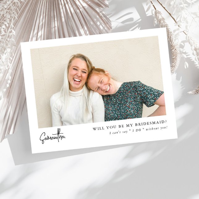 Minimal Chic Script Photo Bridesmaid Proposal  (Creator Uploaded)