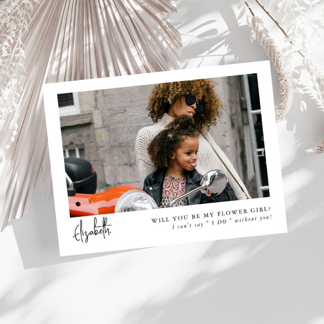 Minimal Chic Script Photo Flower Girl Proposal (Creator Uploaded)
