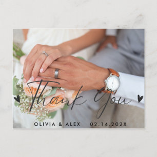 Minimal Chic Stylish Calligraphy Thank You Postcard