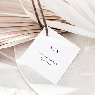 Minimal Chic Thank You White and Burgundy Wedding Favour Tags