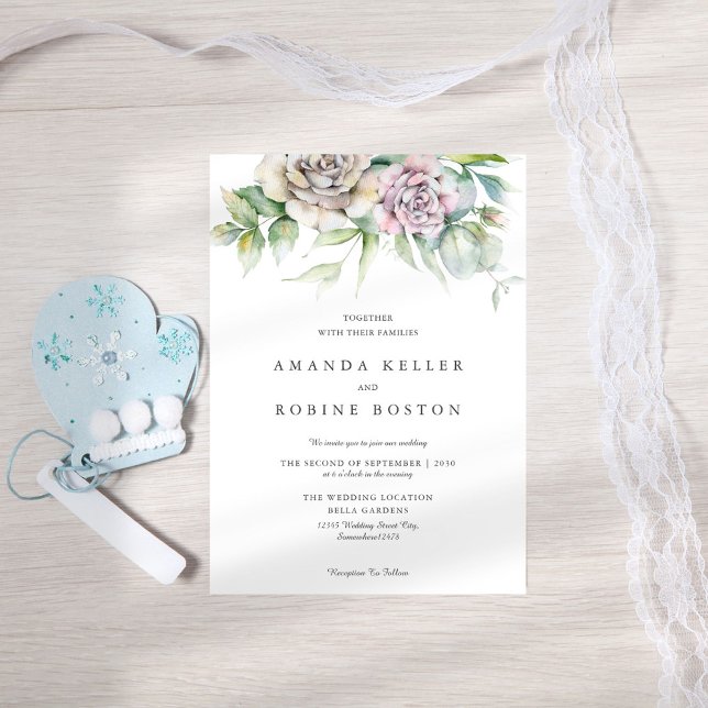 Minimal Chic Watercolor Floral Wedding Invitation (Creator Uploaded)