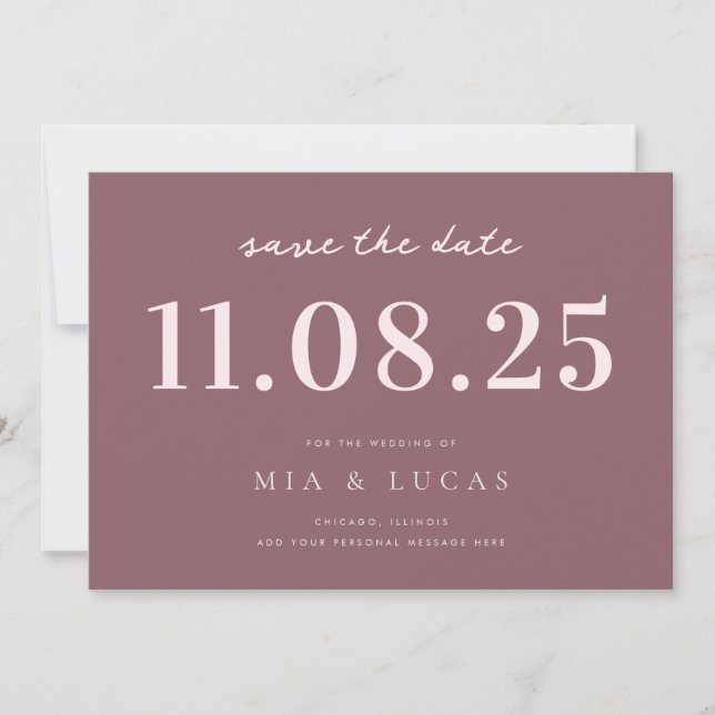 Minimal Chic Wedding Date Non-Photo Save The Date (Front)