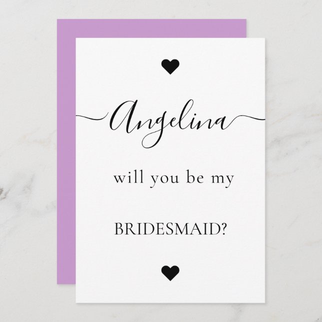Minimal Chic Will You Be My Bridesmaid Proposal  Invitation (Front/Back)