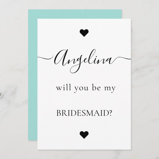 Minimal Chic Will You Be My Bridesmaid Proposal   Invitation (Front/Back)