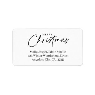 Minimal Christmas Address Label Simple White