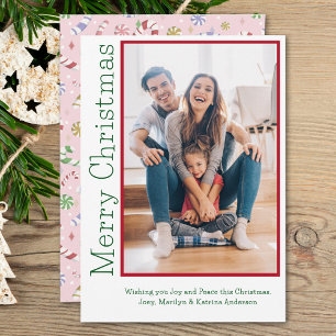 Minimal Christmas Colours Family Photo Holiday Card