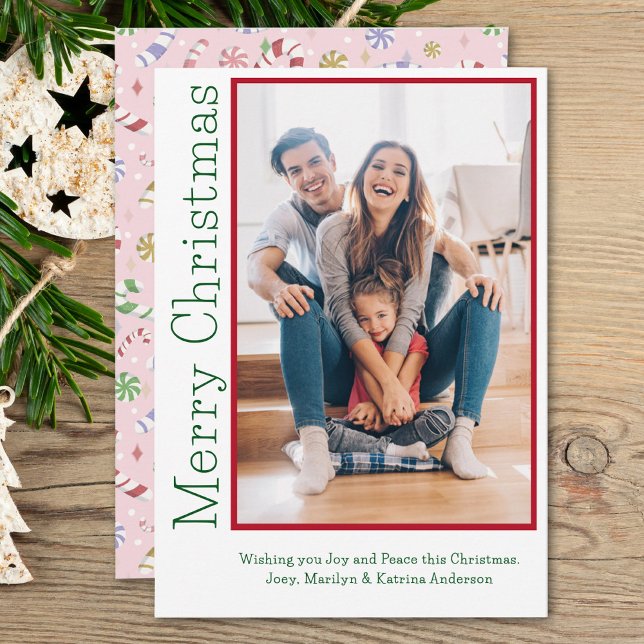 Minimal Christmas Colours Family Photo Holiday Card (Creator Uploaded)