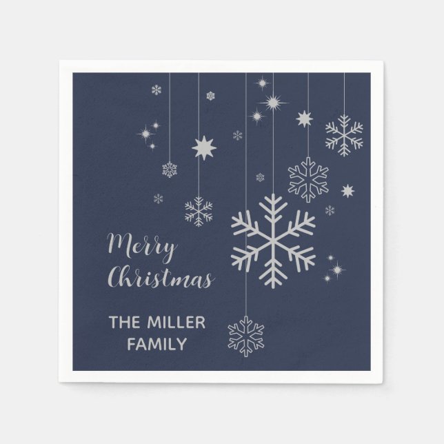 Minimal Christmas design with snowflakes  Napkin (Front)