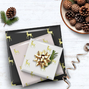 Minimal Christmas Gold Reindeer Wrapping Paper Sheet
