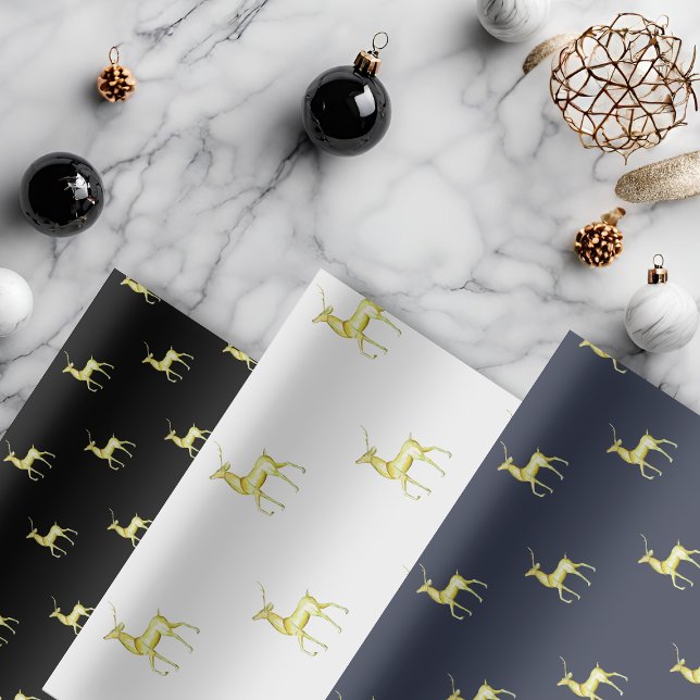Minimal Christmas Gold Reindeer Wrapping Paper Sheet (Creator Uploaded)