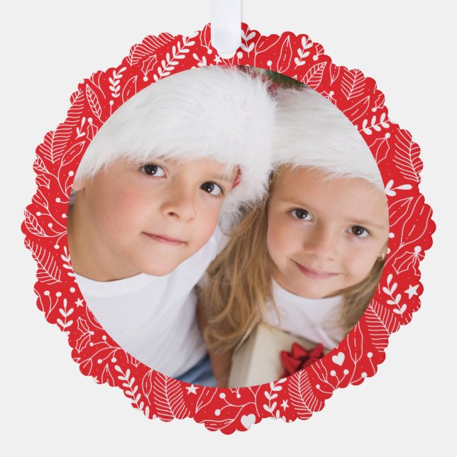 Minimal Christmas Merry and Bright Simple Photo  Tree Decoration Card (Front)