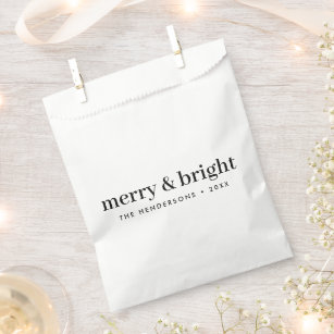 Minimal Christmas   Merry and Bright Simple White Favour Bags
