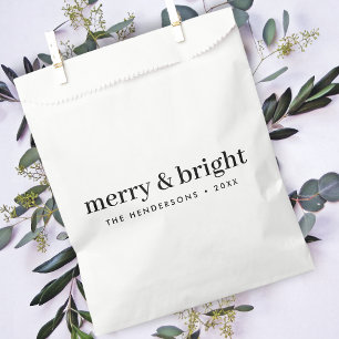 Minimal Christmas   Merry and Bright Simple White Favour Bags